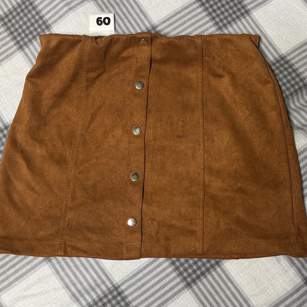 Brown Suede Mini Skirt